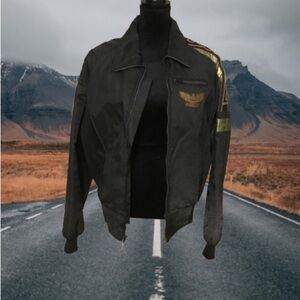 Men's Vintage Black Bomber Jacket Special Edition Honda Goldwing